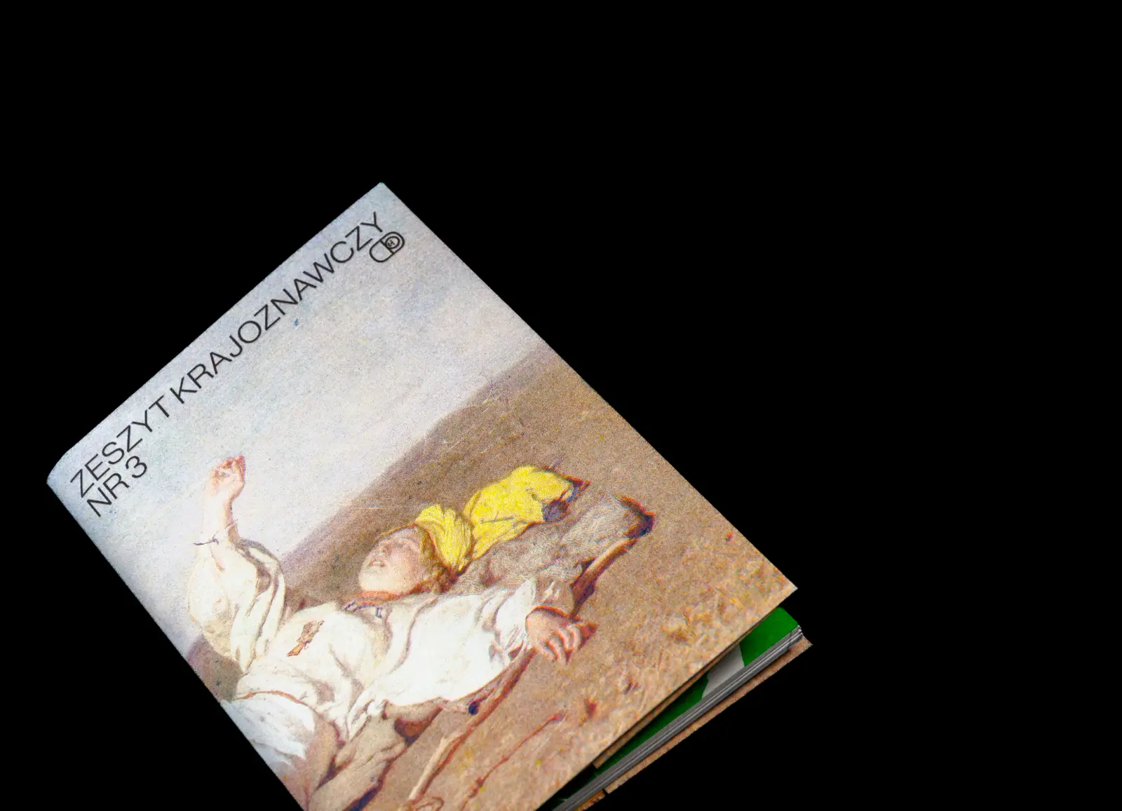 Przednia okładka publikacji. Napis „Zeszyt krajoznawczy nr 3” i fragment obrazu Józefa Chełmońskiego „Babie lato”, na którym kobieta w białym stroju marzycielsko patrzy w niebo i chwyta pajęczą nić.